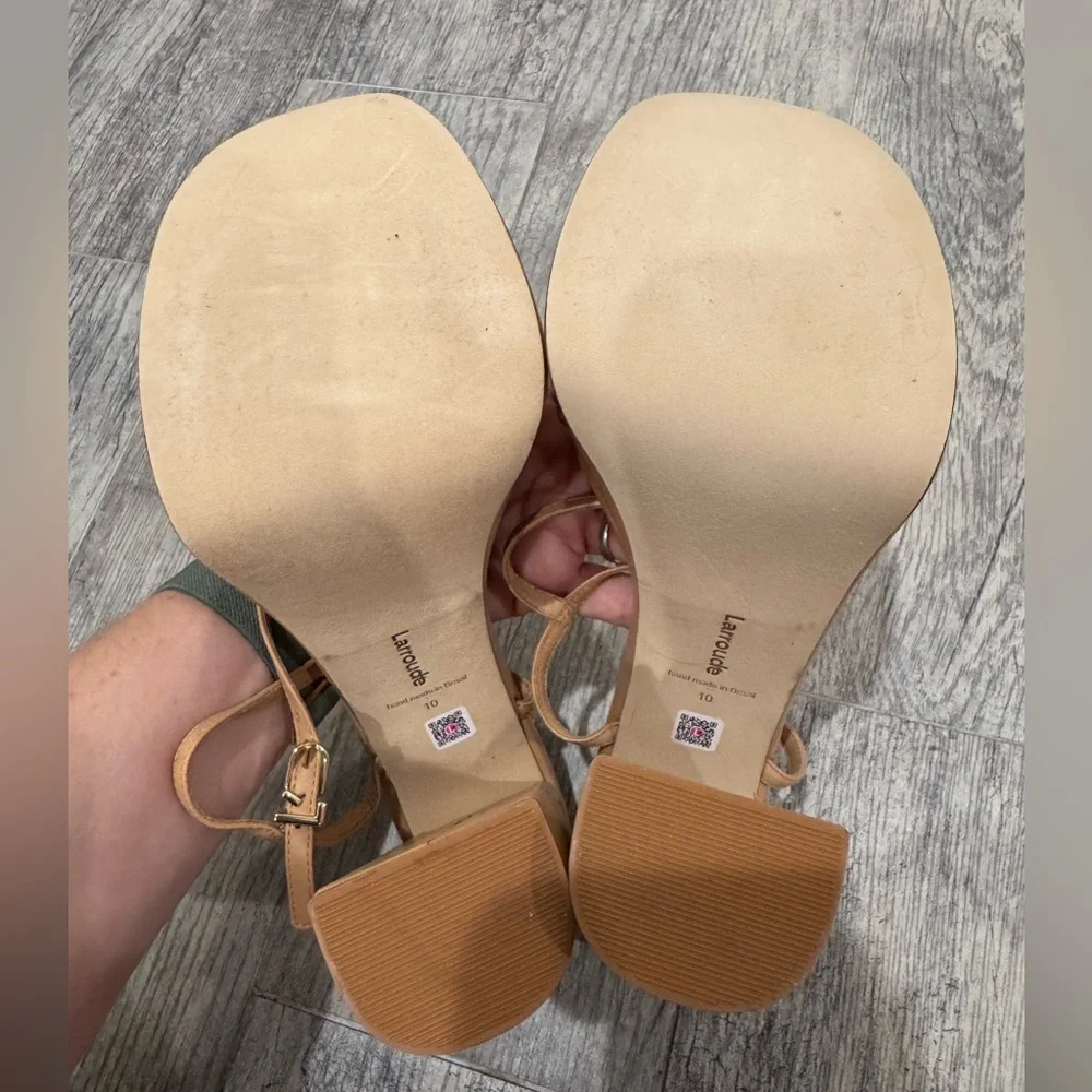 New Larroude tan Annie 140MM Leather Platform Sandals